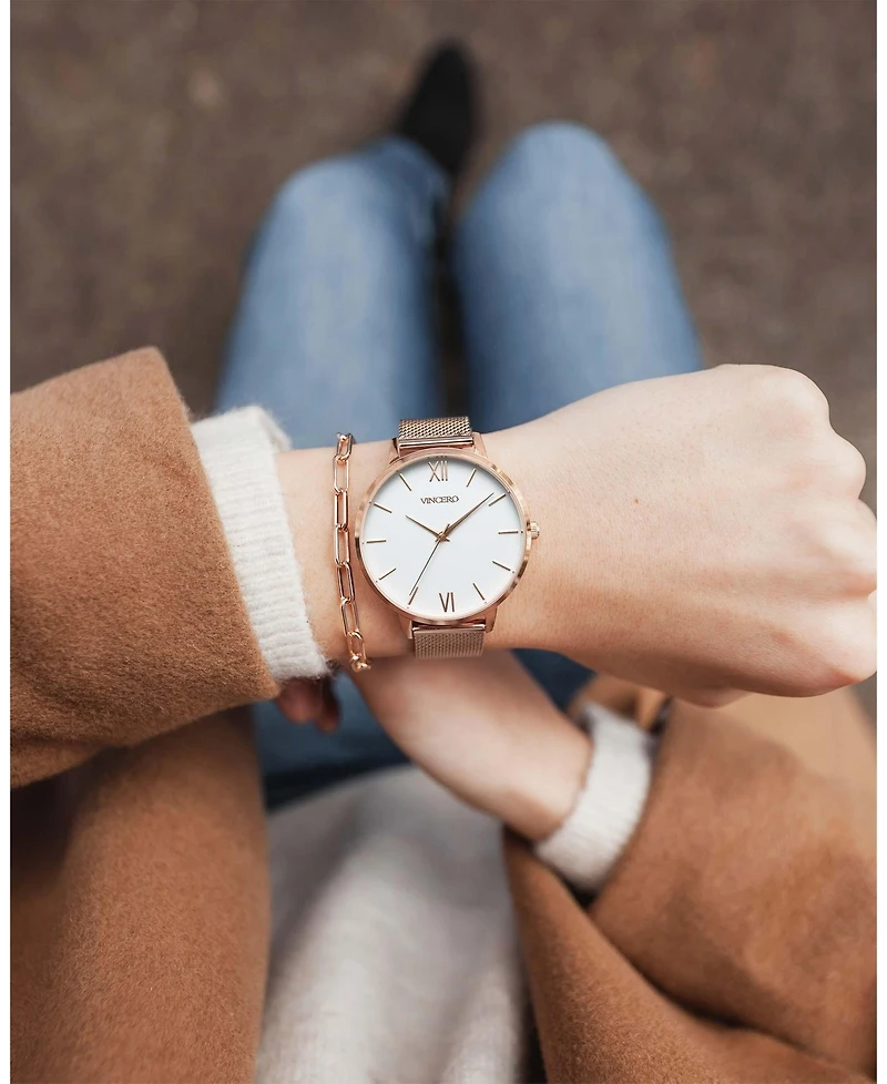 Vincero Men's Chain Link Bracelet – 14K Rose Gold Plated Stainless Steel