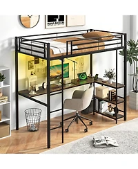 Gymax Twin Size Led Bed Frame w/ Charging Station Upholstered Headboard 4 Drawers