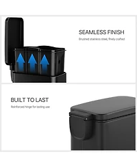 Mega Casa 3 Pack 1.6 Gallon Stainless Steel Slim Bathroom Trash Can Combo with Lid, for Bedroom and Office