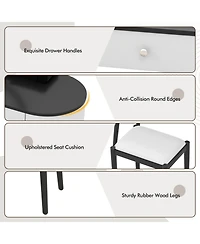 Sugift Vanity Table Set with Led Mirror and Storage Drawers