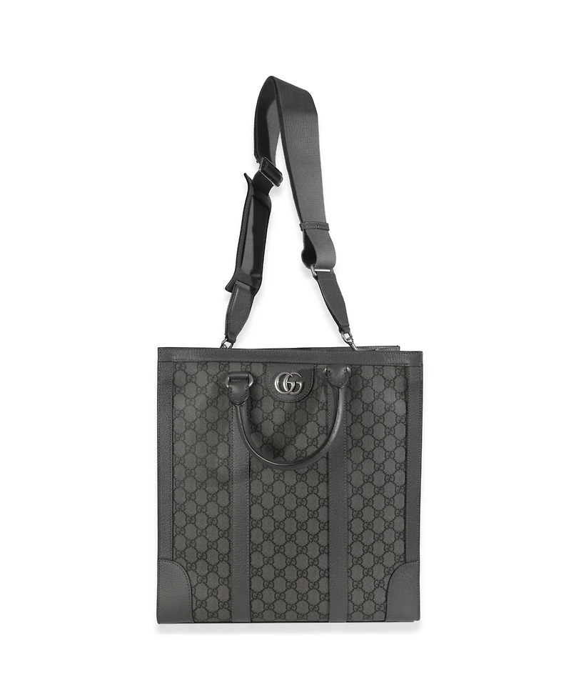 Pre-Owned Gucci Grey Black Gg Coated Canvas Ophidia Medium Tote