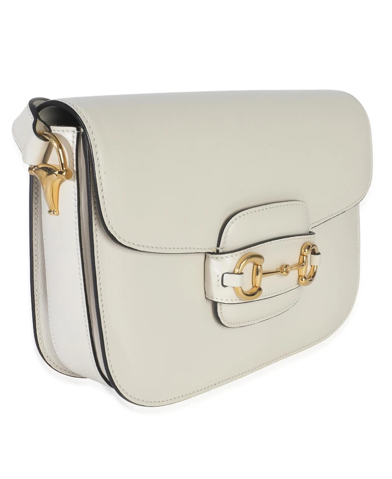 Pre-Owned Gucci Mystic White Azalea Calfskin Horsebit Small 1955 Shoulder Bag