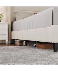 gaomon Bed Frame with Wingback Headboard, Velvet Upholstered Platform Bedframe Wood Slats, No Box Spring Needed, Easy Assembly