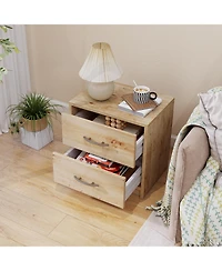 Sugift Two Drawer Nightstand Storage Table for Living Room