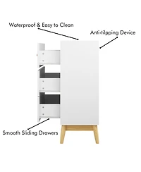 Rainsken Nordic Style 3-Drawer Dresser, Modern Chest of Drawers with Handles and Solid Wood Base, Organizer for Bedroom