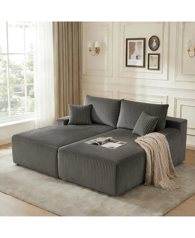 gaomon 80" Oversized Double Chaise Lounge, Cloud Plush Sofa Bed with Deep Seat 4 Pillows