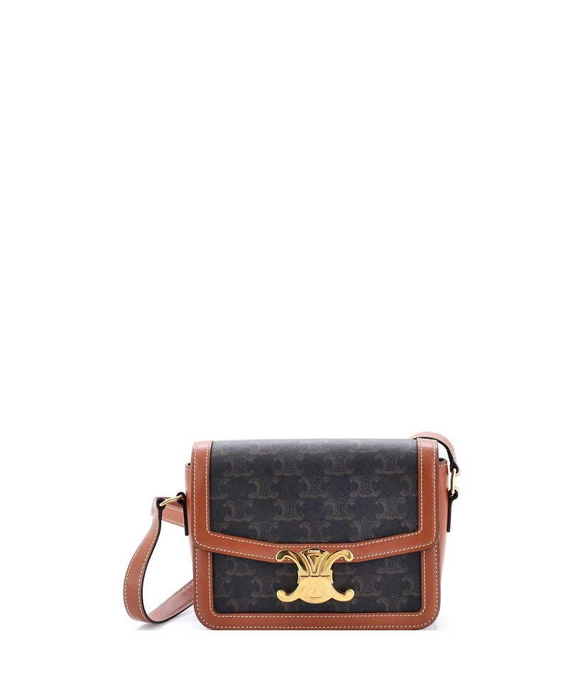 Pre-Owned Celine Teen Triomphe Shoulder Bag Triomphe Coated Canvas