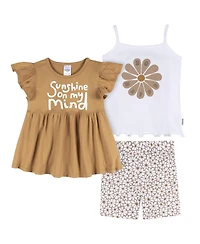 Gerber Toddler Girls 3-Piece T-Shirts and Shorts