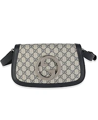 Pre-Owned Gucci Beige Blue Gg Supreme Canvas Blondie Shoulder Bag
