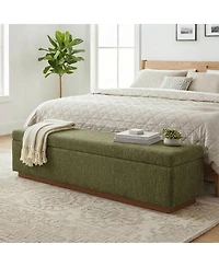 Maison Boucle Upholstered Storage Bench Ottoman, Lift-Top Bedroom End Bench