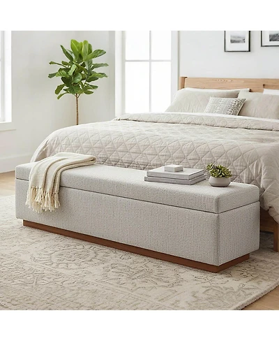Maison Boucle Upholstered Storage Bench Ottoman, Lift-Top Bedroom End