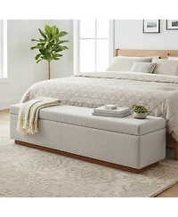 Maison Boucle Upholstered Storage Bench Ottoman, Lift-Top Bedroom End