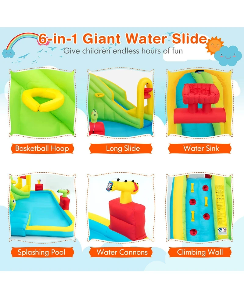 Mecale Outdoor Inflatable Water Bounce House with 480W Blower Included