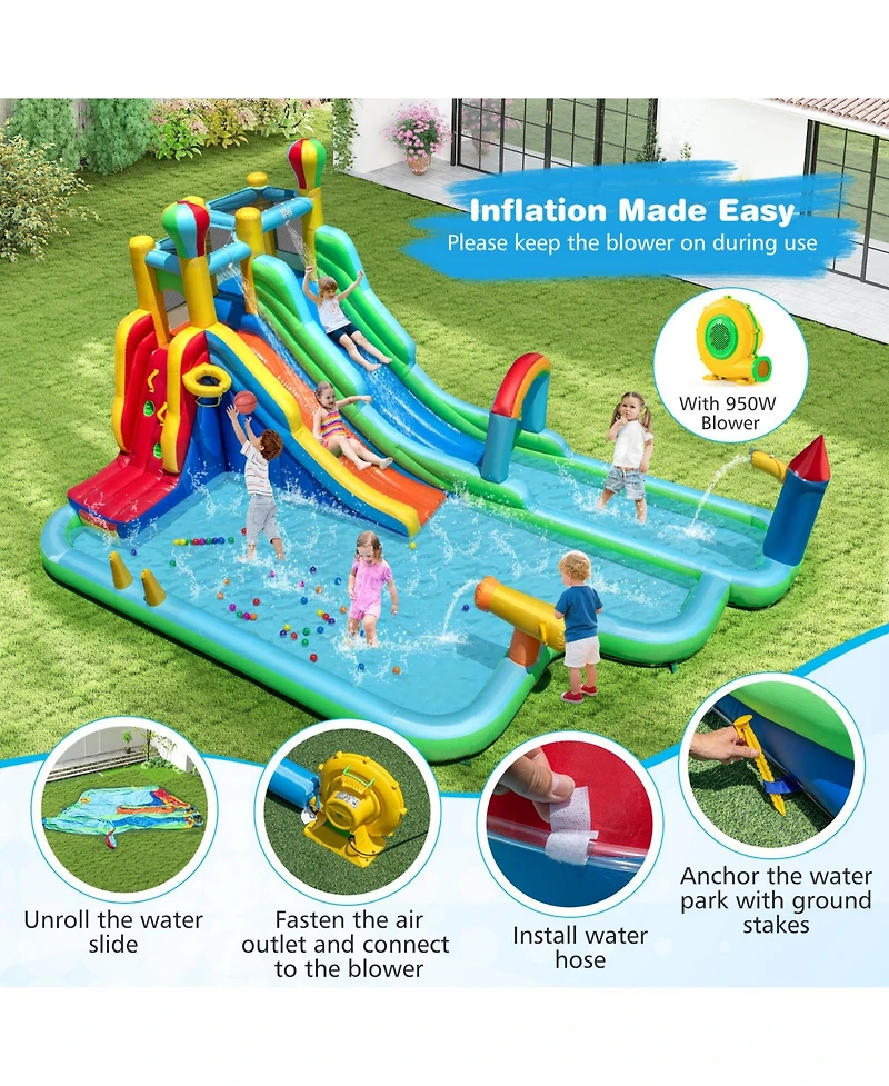 Mecale Giant Inflatable Water Slide Park Bounce House with 950W Blower Included