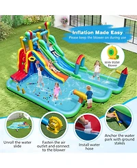 Mecale Giant Inflatable Water Slide Park Bounce House with 950W Blower Included