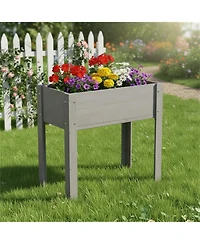 Clihome Raised Garden Bed with Legs, Elevated Wooden Planter Box for Outdoor Plants