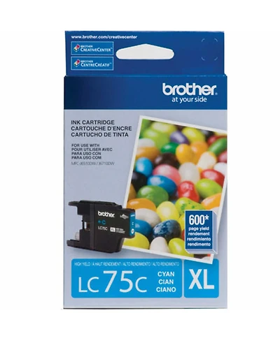 Brother LC75C Innobella High Yield (Xl Series) Cyan Ink Cartridge, 600 Pages Yields