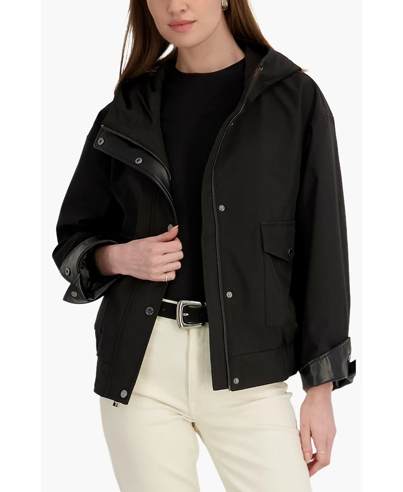 Tahari Women's Hooded Softshell Bomber Leone