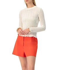 Ivonne Women's Long Sleeve See-Through Knitted Blouse