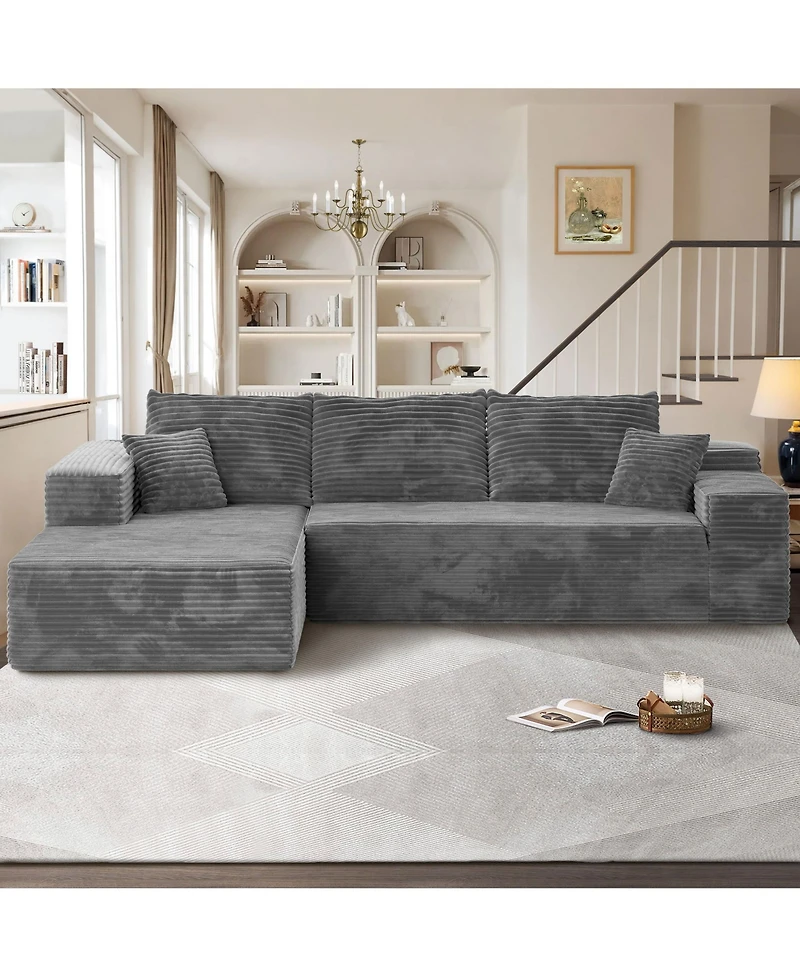 Xizzi 104" No Assembly Required Cloud Sectional Sofa, L-Shape Couch Chaise Lounge with Deep Seat and Wide Armrest for Living Room Bedroom