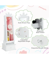 Sugift 2 in 1 Kids Play Jewelry Armoire with Full Length Mirror