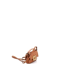 Pre-Owned Fendi Small Midi Baguette Chain Bag Zucca Embossed Leather