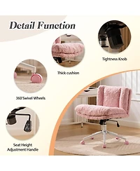 Rainsken Faux Fur Criss Cross Office Chair - Adjustable Swivel Desk Chair with Extra-Deep Seat and 2-Layer Cushions for Study Room