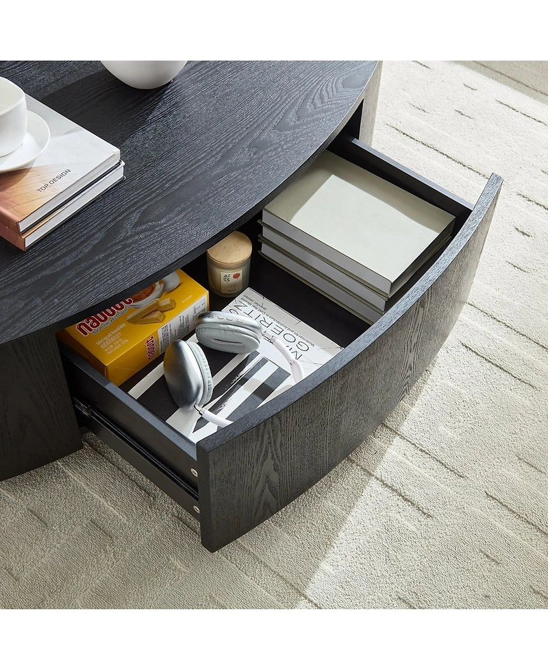 Boyel Living Modern Luxury Oval Coffee Table, Matte Mdf with Storage Drawer for Room Accent