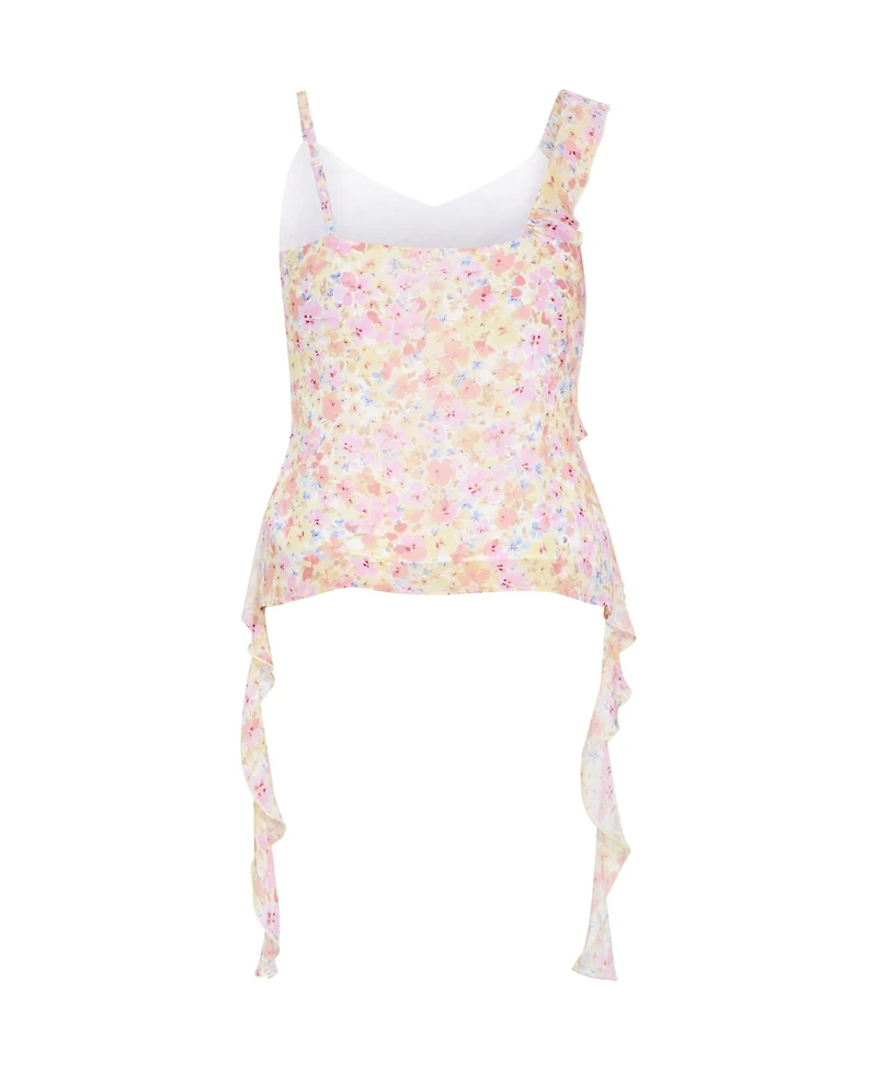 City Chic Women's Plus Waverly Frill Print Top