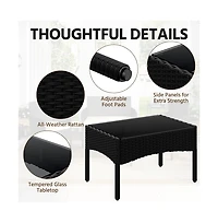 Yaheetech 4-Piece Outdoor Reception Set with 1 2-Seat Sofa, 2 Single-Seat Sofa and 1 Coffee Table, Black/Beige