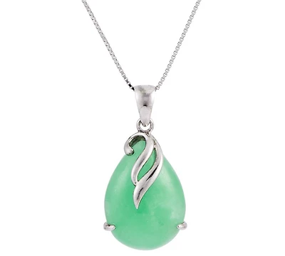 Macy's Green Jade Pendant Necklace in Sterling Silver