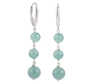 Macy's Green Jade Earrings in Sterling Silver