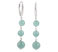 Macy's Green Jade Earrings in Sterling Silver