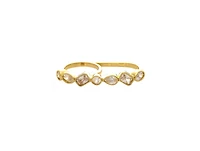 Rivka Friedman 18K Gold Plated Double Finger Cz Bezel Line Ring