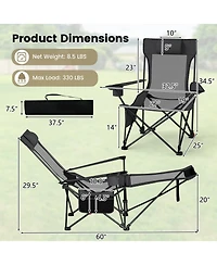 Gymax 2PCS Camping Lounge Chair w/Detachable Footrest 4-position Backrest Carrying Bag