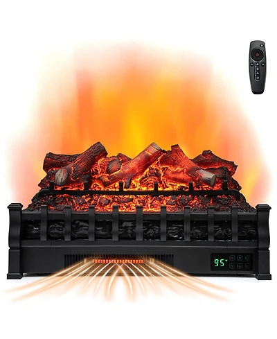 Gymax 26'' Infrared Quartz Electric Fireplace Heater W/ Lemonwood Logs Thermostat