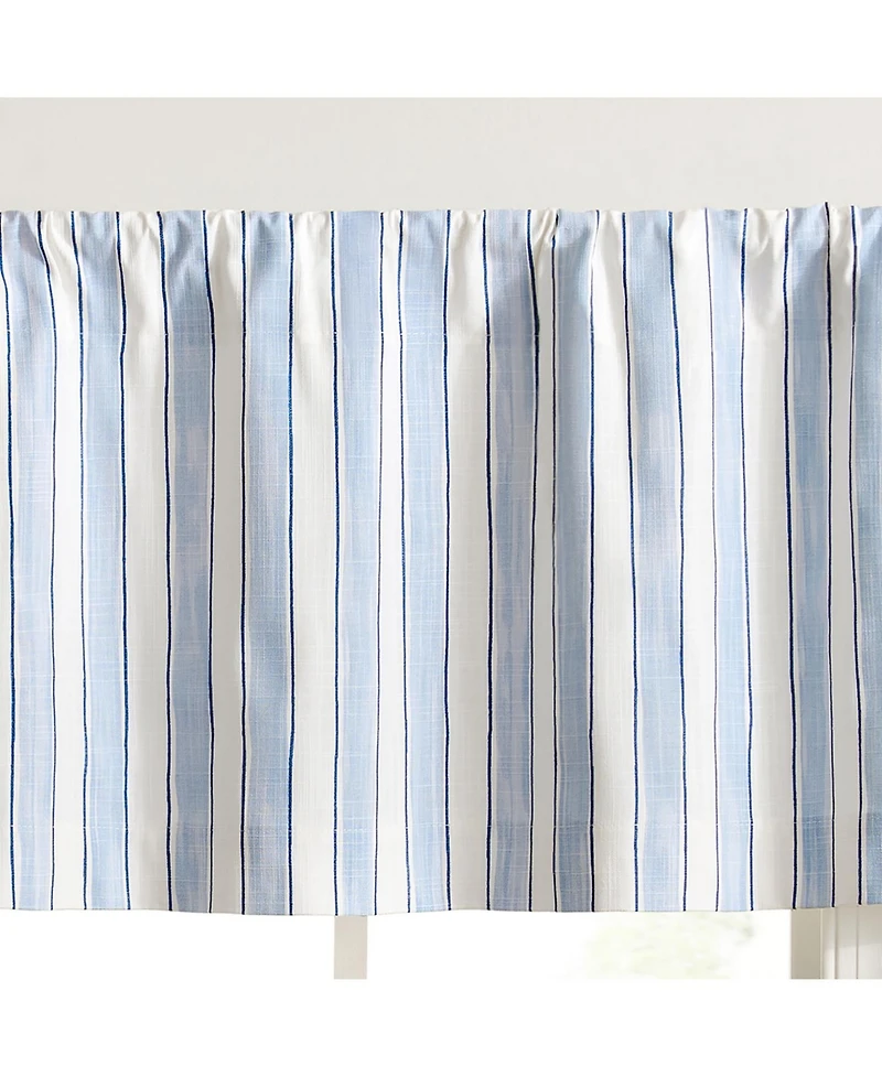 Ellis Curtain Saratoga Stripe 100% Cotton Tailored Rod Pocket Valance 50" x 16