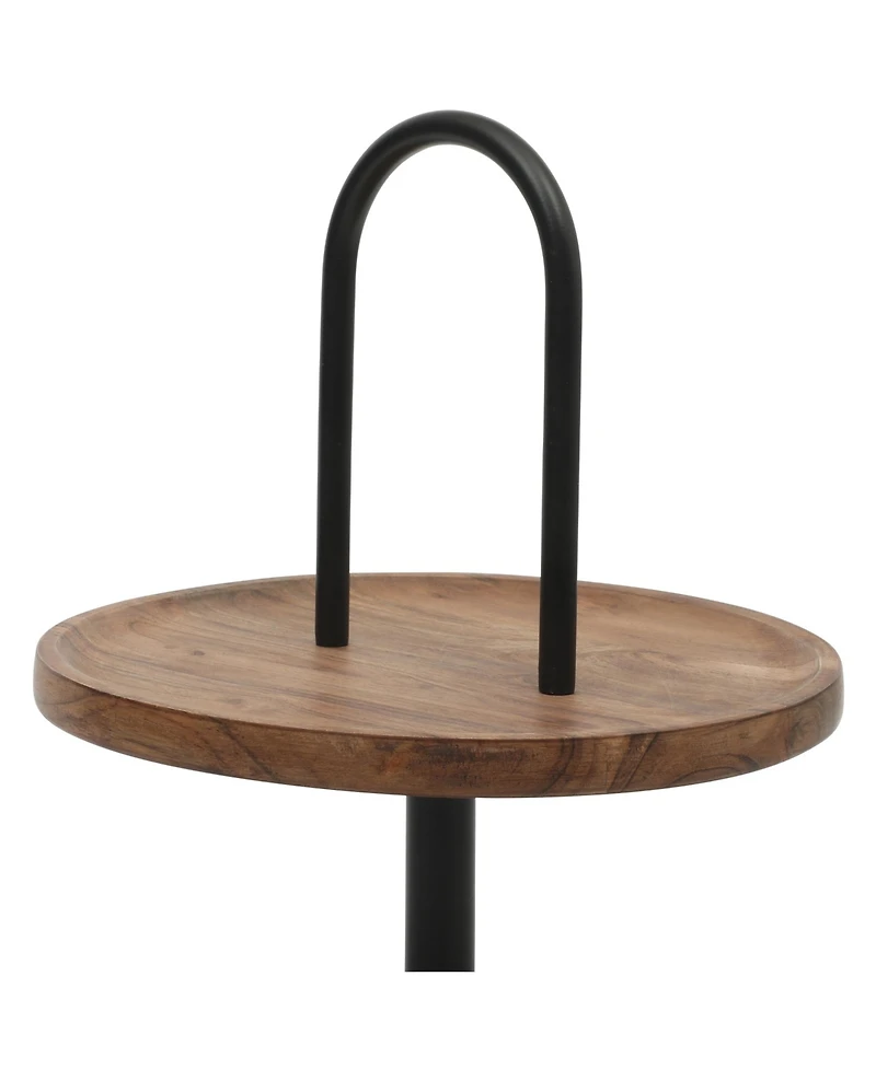 Gibson Home Gracious Dining 2-Tier Round Acacia Wood Serving Tray