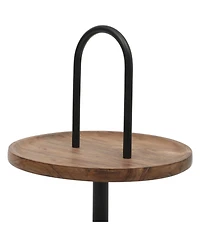 Gibson Home Gracious Dining 2-Tier Round Acacia Wood Serving Tray