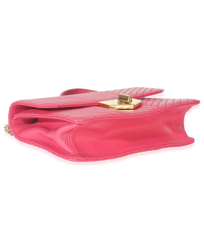 Pre-Owned Prada Pink Calfskin Turn Lock Chain Flap Bag