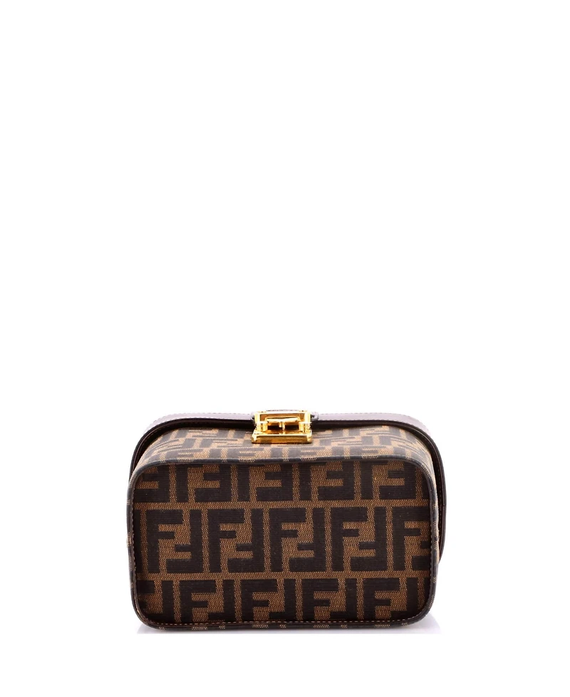 Pre-Owned Fendi Small Vintage Lock Top Handle Vanity Bag Zucca Canvas
