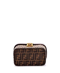 Pre-Owned Fendi Small Vintage Lock Top Handle Vanity Bag Zucca Canvas