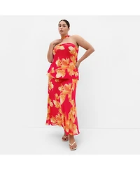 City Chic Women's Soiree Print Frill Detail Top