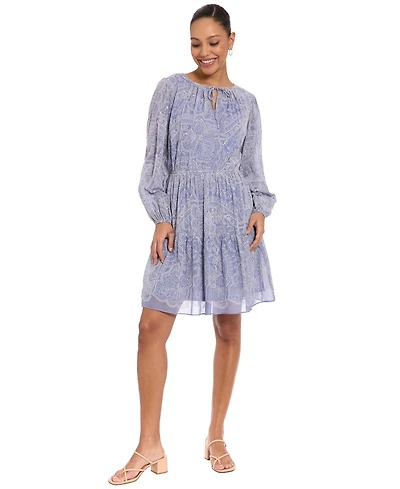 London Times Petite Elastic Waist A-Line Short Dress