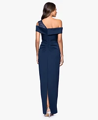 B&A By Betsy and Adam Petite One-Shoulder Sheath Gown