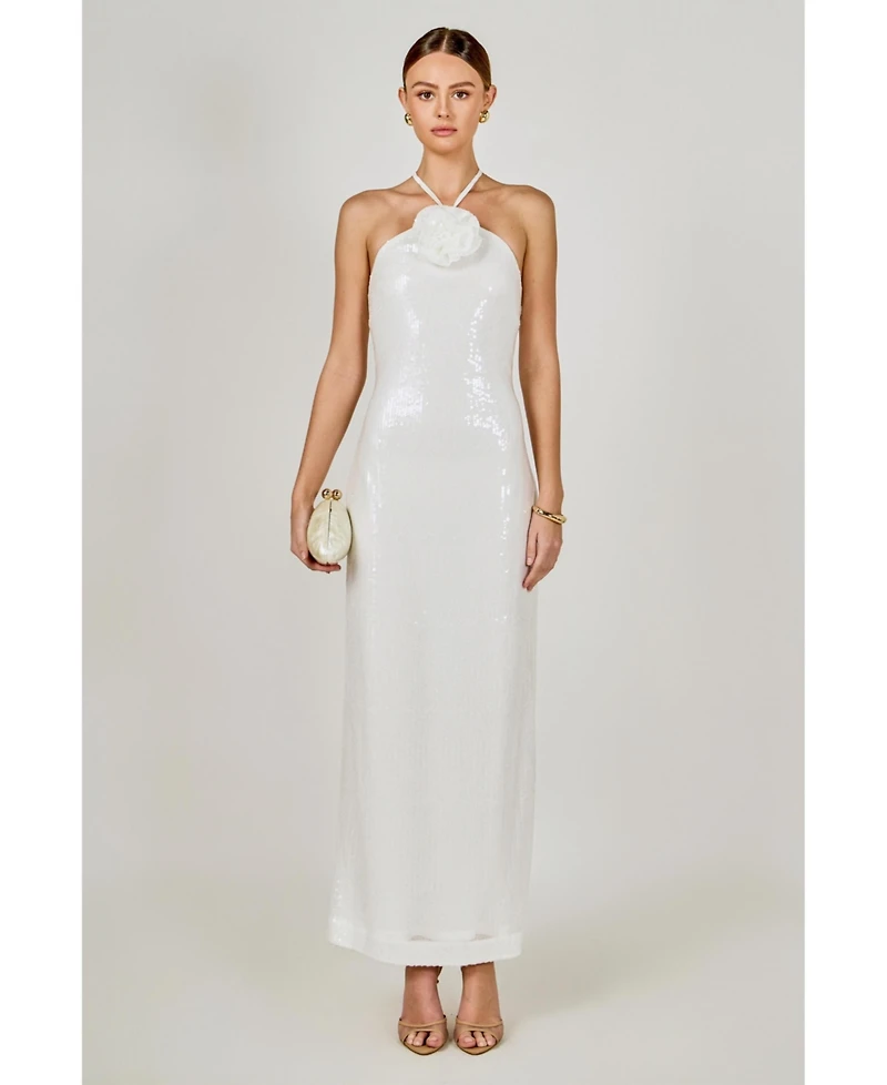 endless Rose Women's Haltered Sequins Maxi Dress