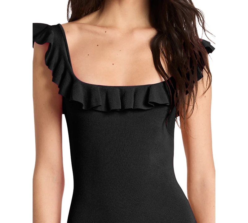 Michael Kors Women's Square Neck Ruffle Midi Dress