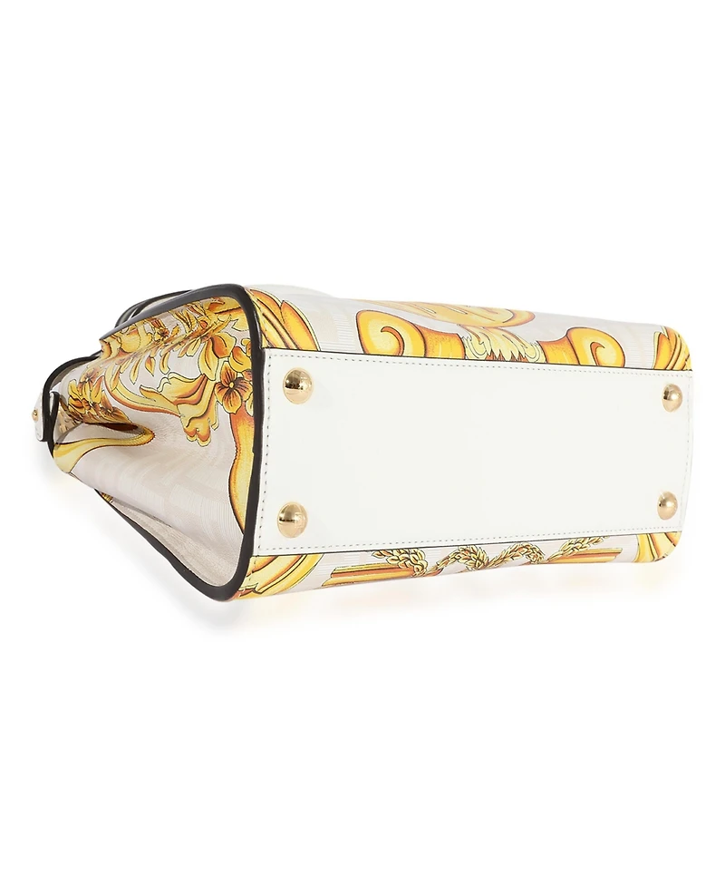Pre-Owned Fendi x Versace Fendace Gold Baroque and White Ff Motif Mini Peekaboo