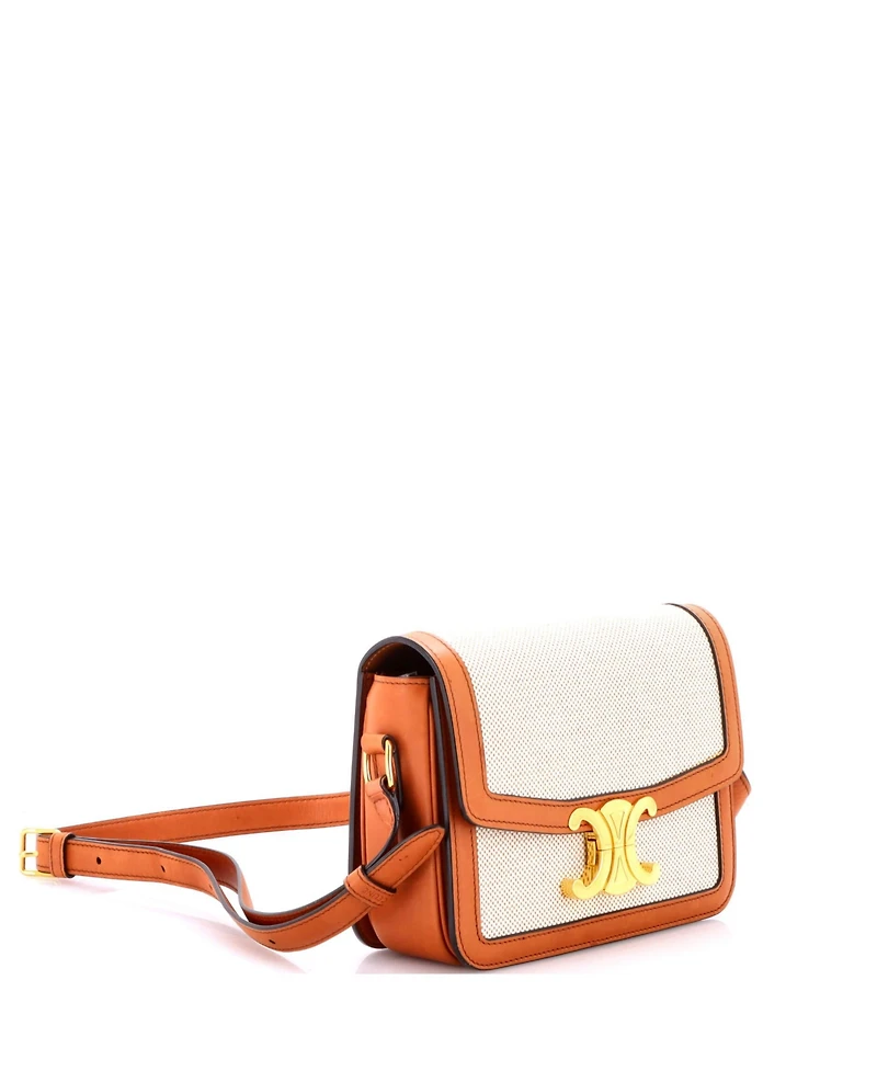 Pre-Owned Celine Teen Triomphe Shoulder Bag Canvas with Leather