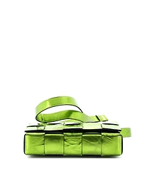 Pre-Owned Bottega Veneta Cassette Crossbody Bag Maxi Intrecciato Crinkled Metallic Leather